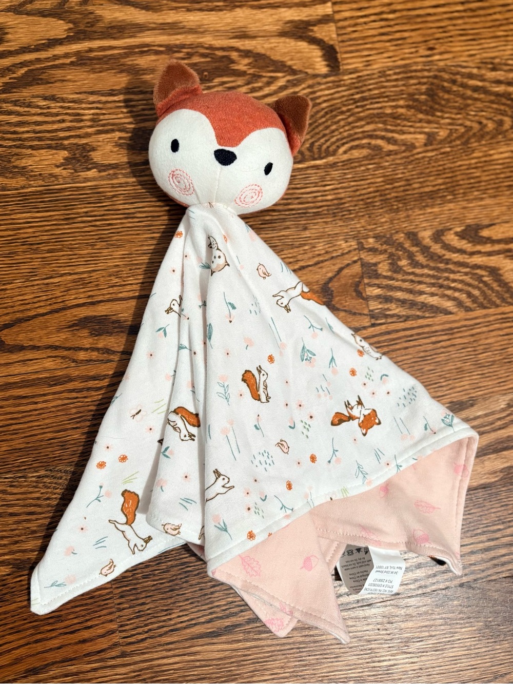 Fox Lovey Security Blanket - White, Rust & Pink